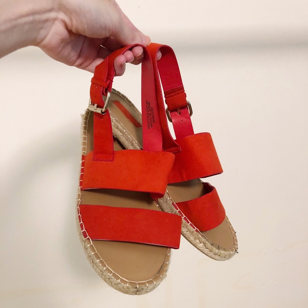 Red Two Strap Espadrille Sandals